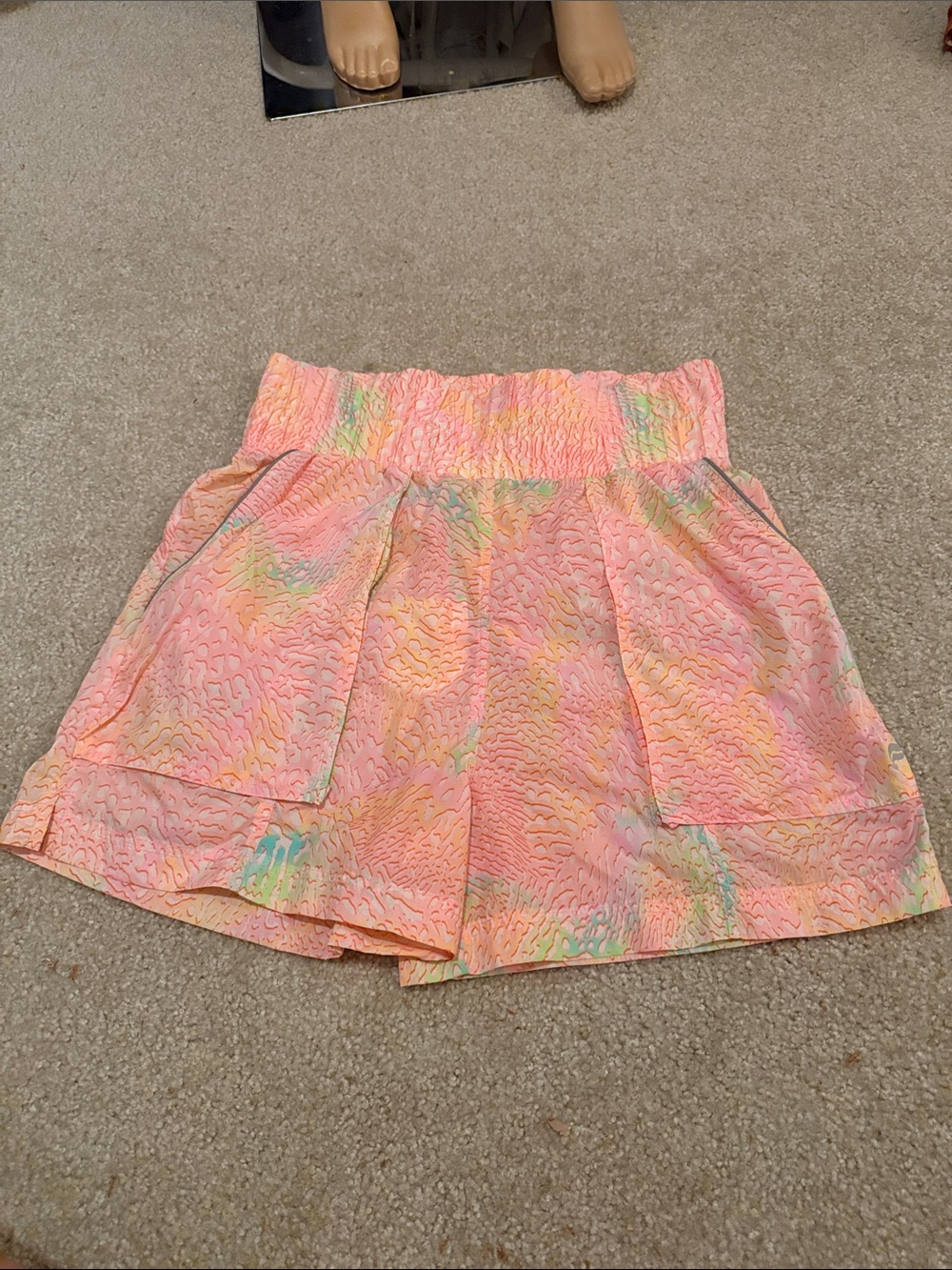 Fabletic Women’s Pink Pastel Tie-Dye Smocked Waist Shorts